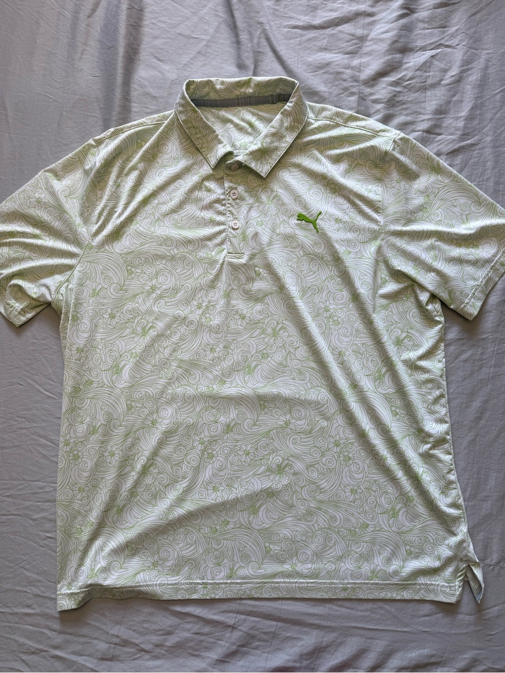 Puma Light Green Floral Print Polo